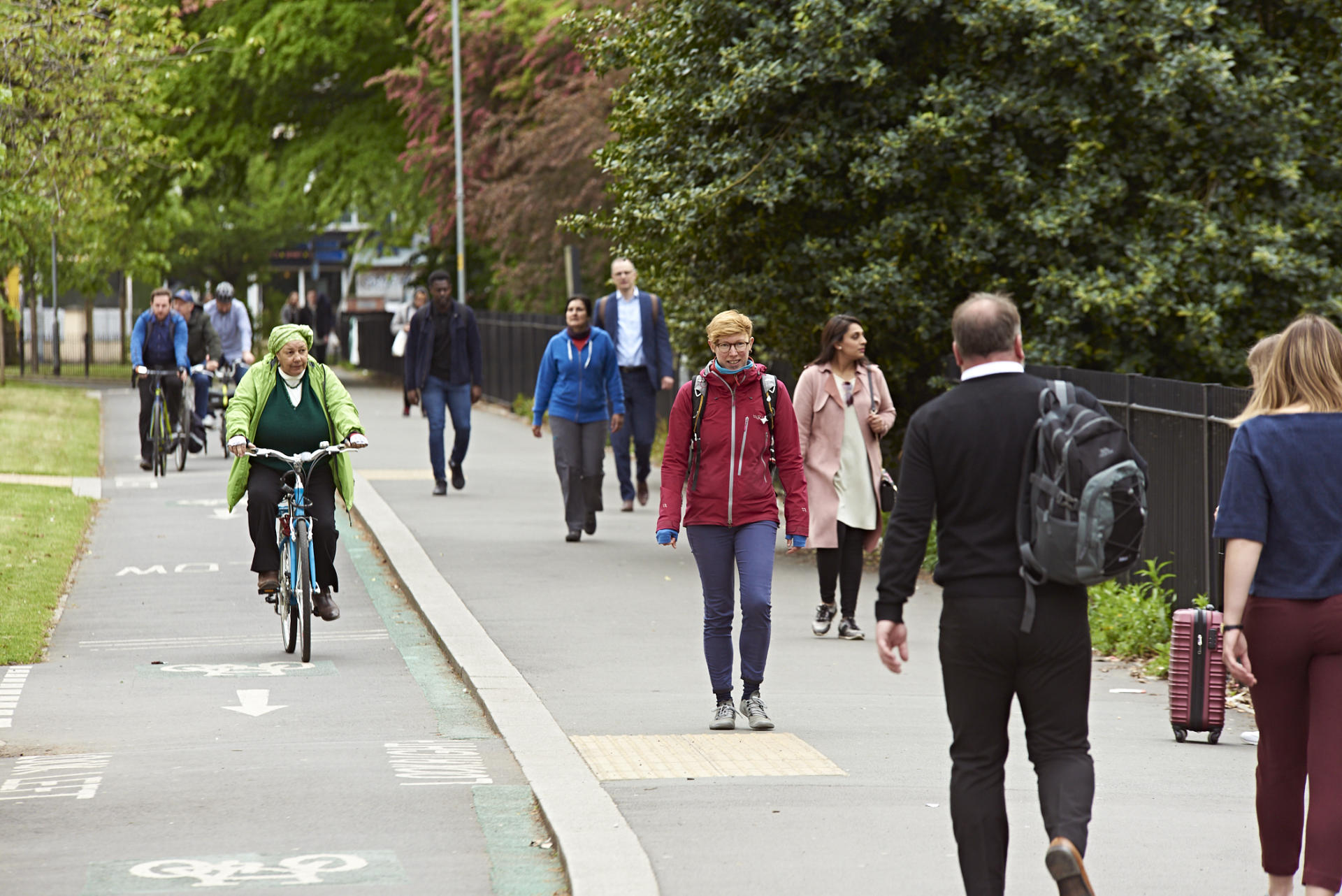 People walking and cycling